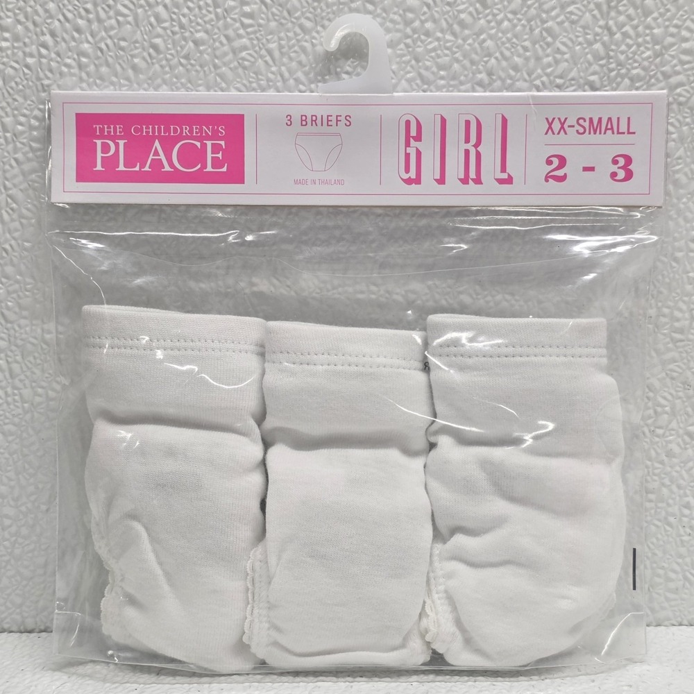 The Children's Place Girls' White Panties Underwear 3 Pack XX-Small Size 2 - 3